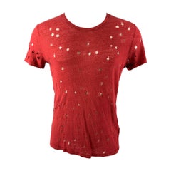 Camiseta de cuello redondo de lino burdeos envejecido de la talla S de IRO