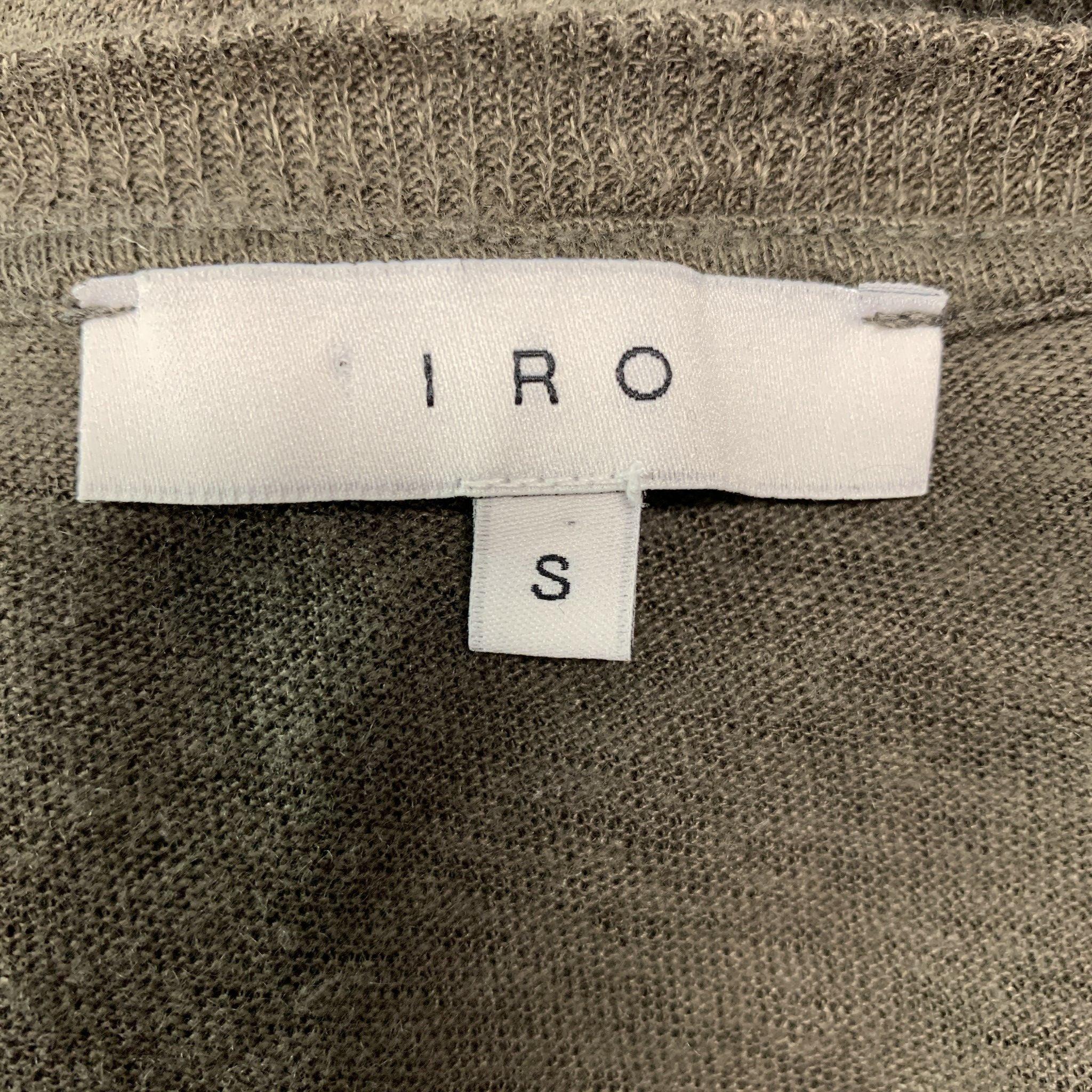 Men's IRO Size S Dark Gray Distressed Linen Crew-Neck T-shirt For Sale