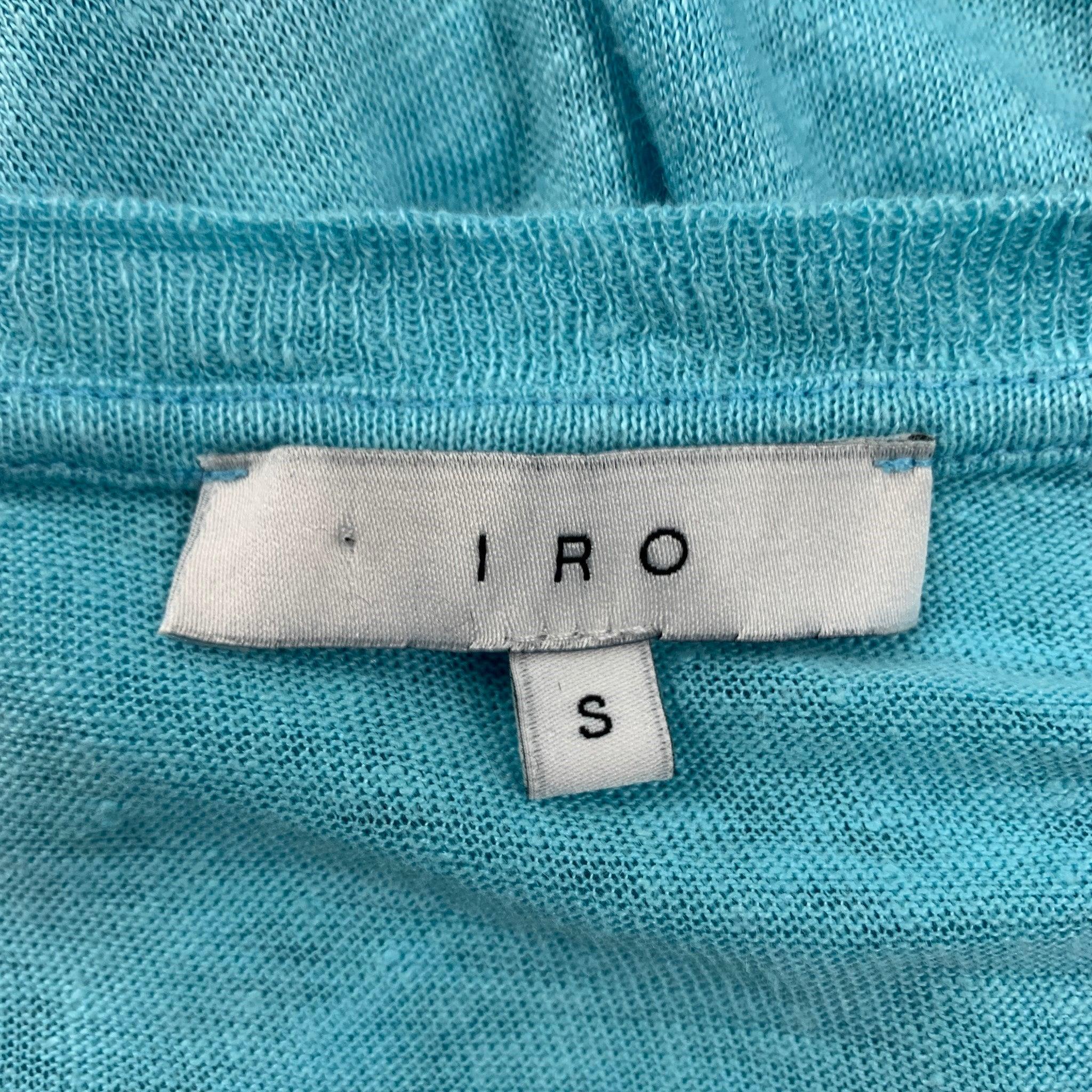 IRO Taille S T-shirt col ras du cou en lin vieilli bleu clair en vente 1