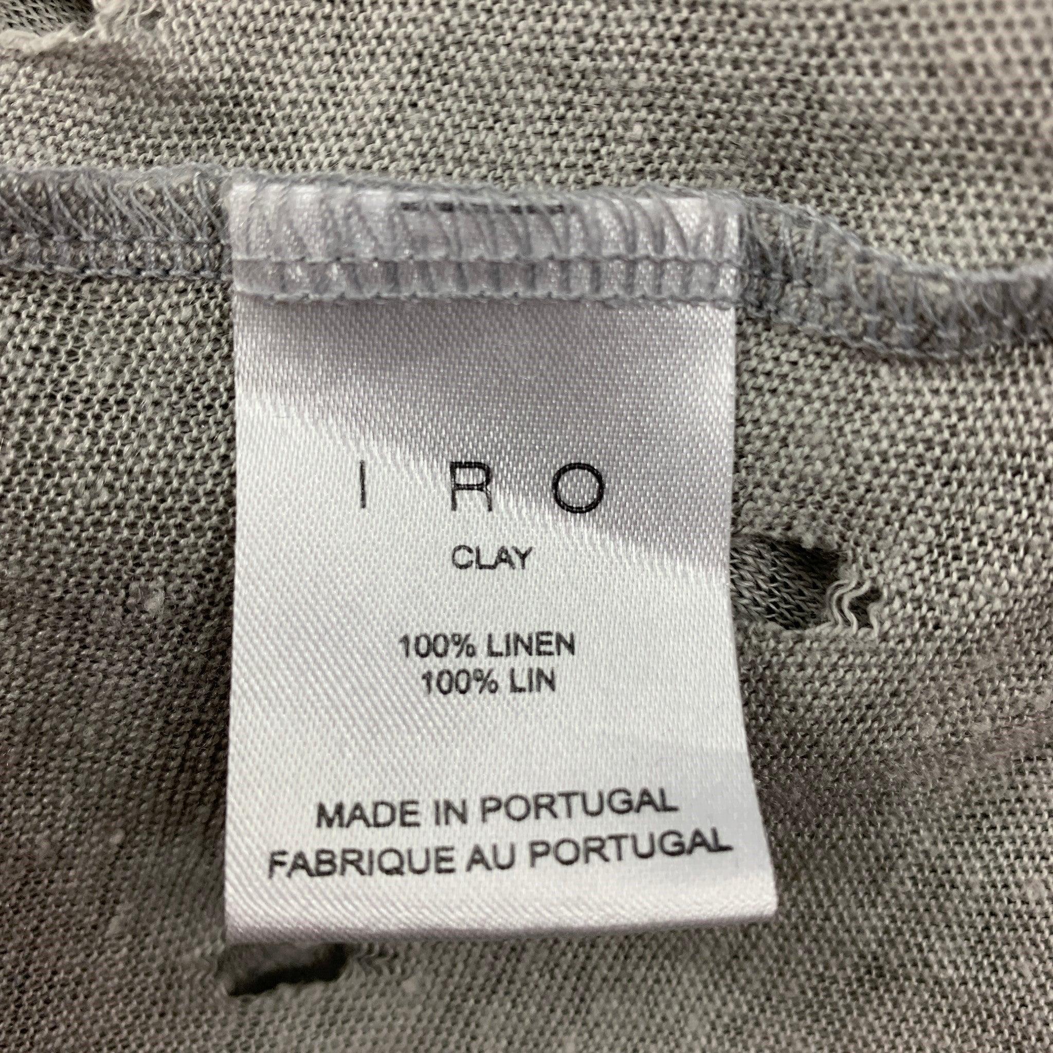 IRO Taille S T-shirt col ras du cou en lin vieilli gris clair Pour hommes en vente