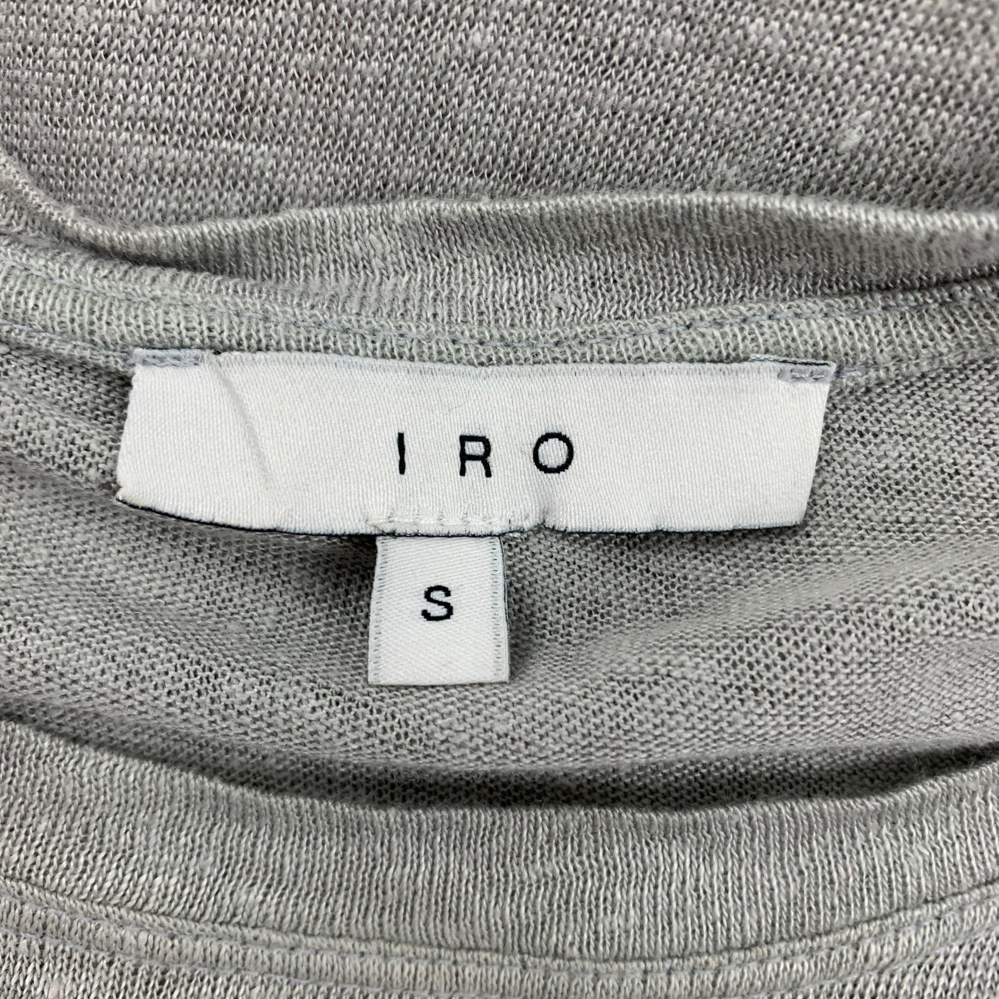 IRO Taille S T-shirt col ras du cou en lin vieilli gris clair en vente 1