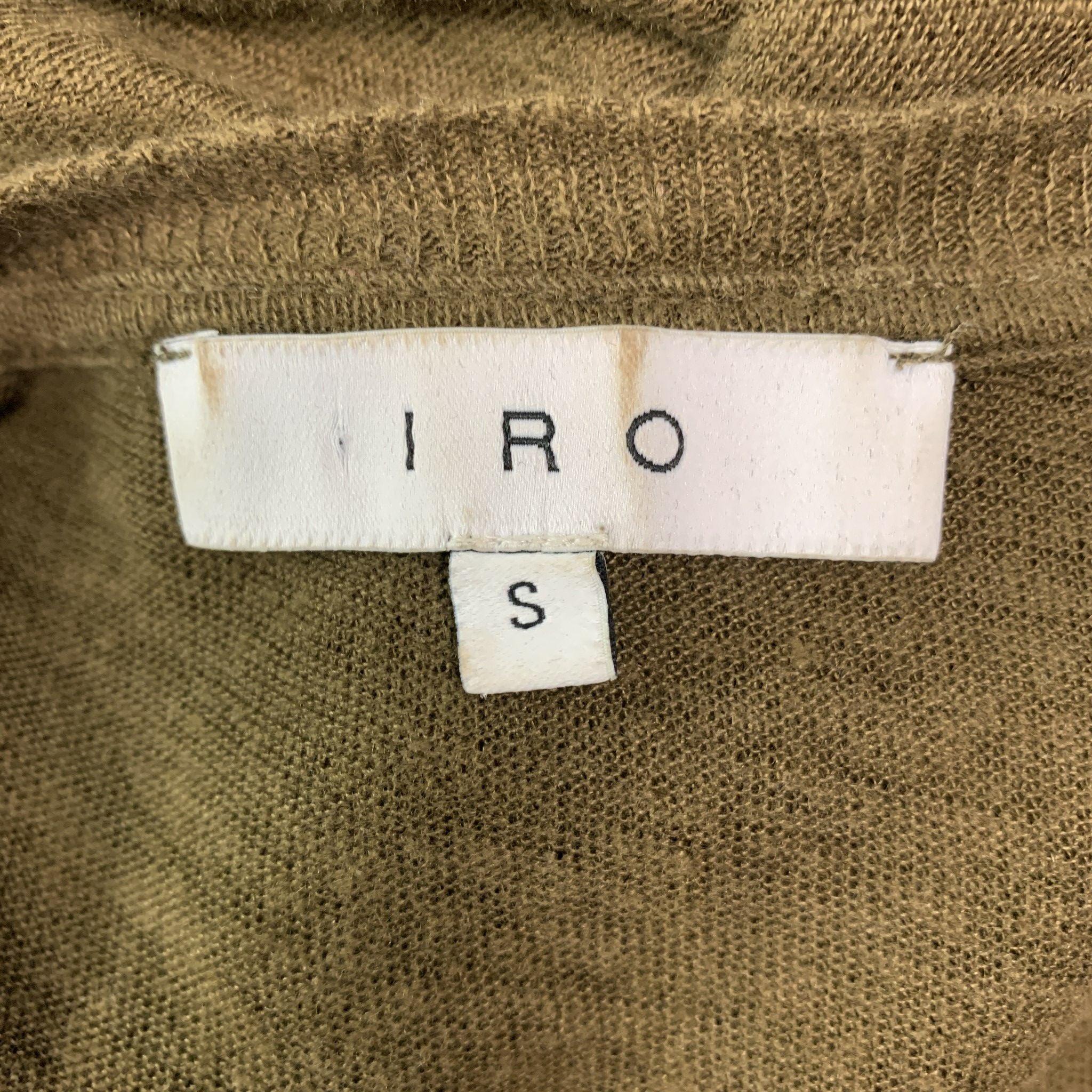 Men's IRO Size S Olive Distressed Linen Crew-Neck T-shirt For Sale