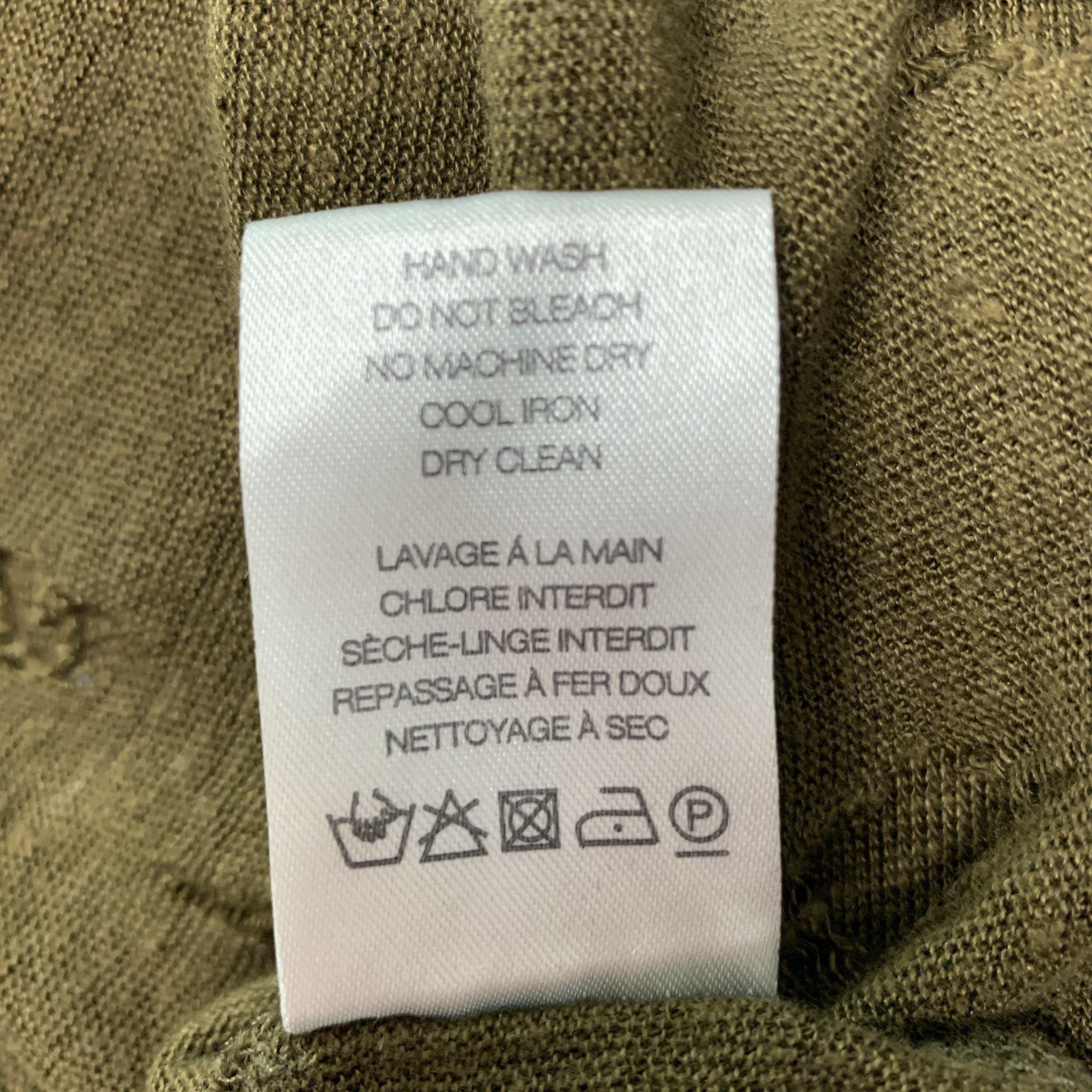 IRO Size S Olive Distressed Linen Crew-Neck T-shirt For Sale 2