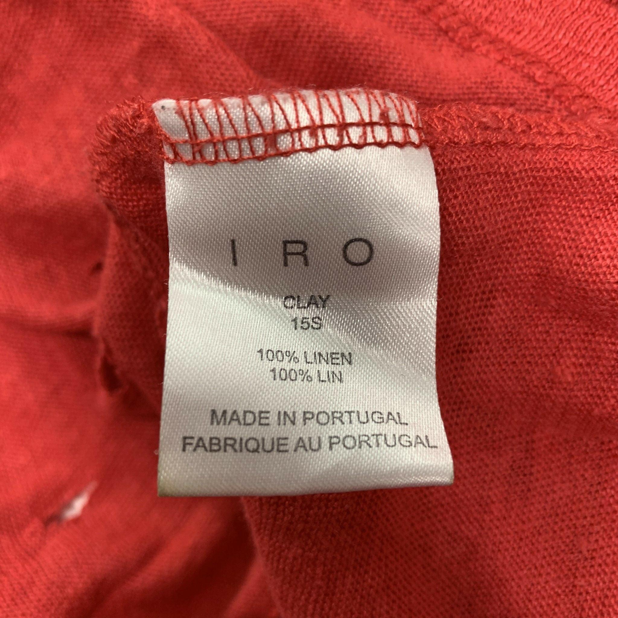 IRO Size S Red Distressed Linen Crew-Neck T-shirt For Sale 1