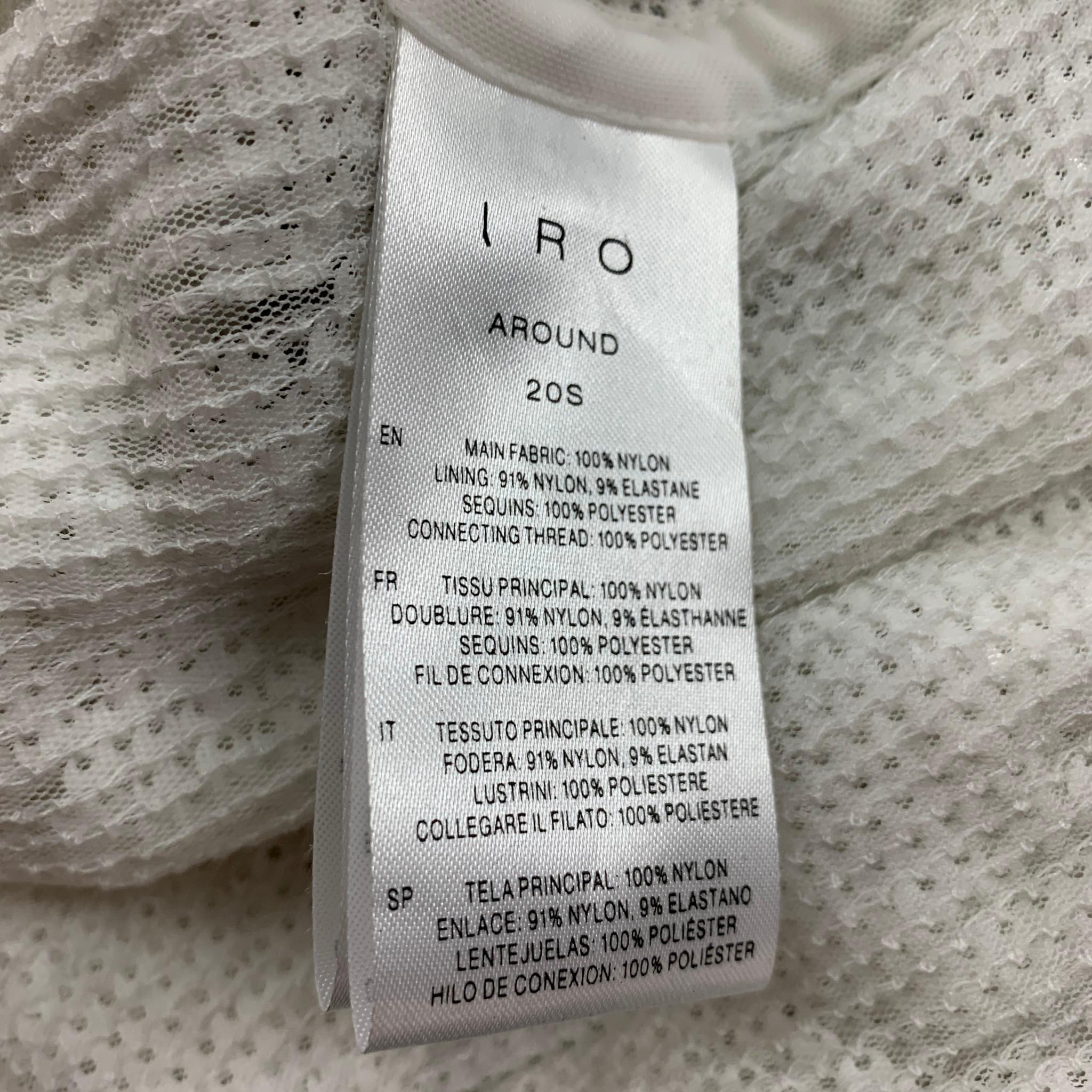 Women's IRO Size S White Nylon Sequined V-Neck Dress Top