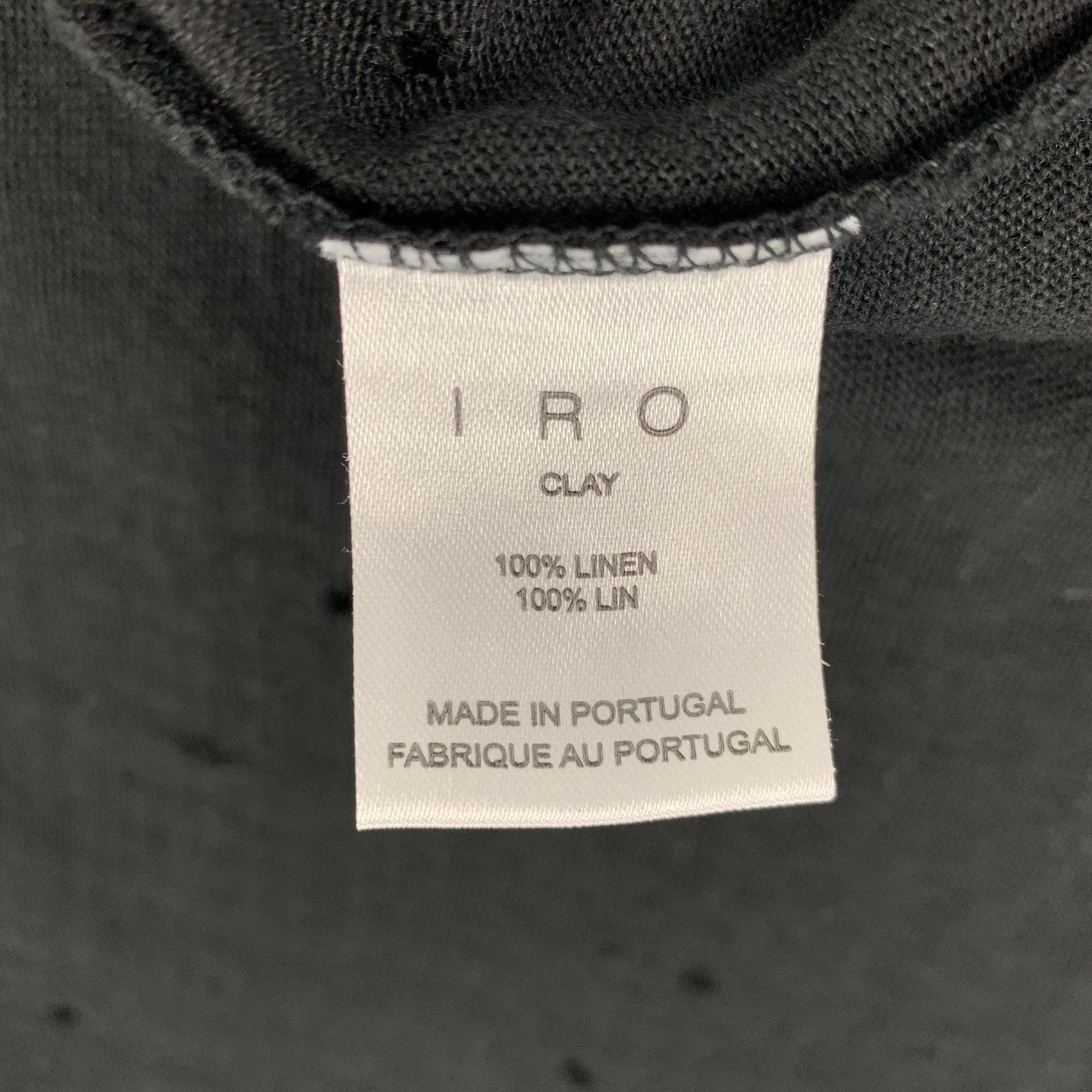 IRO Size XS Black Distressed Linen Crew-Neck T-shirt For Sale 1