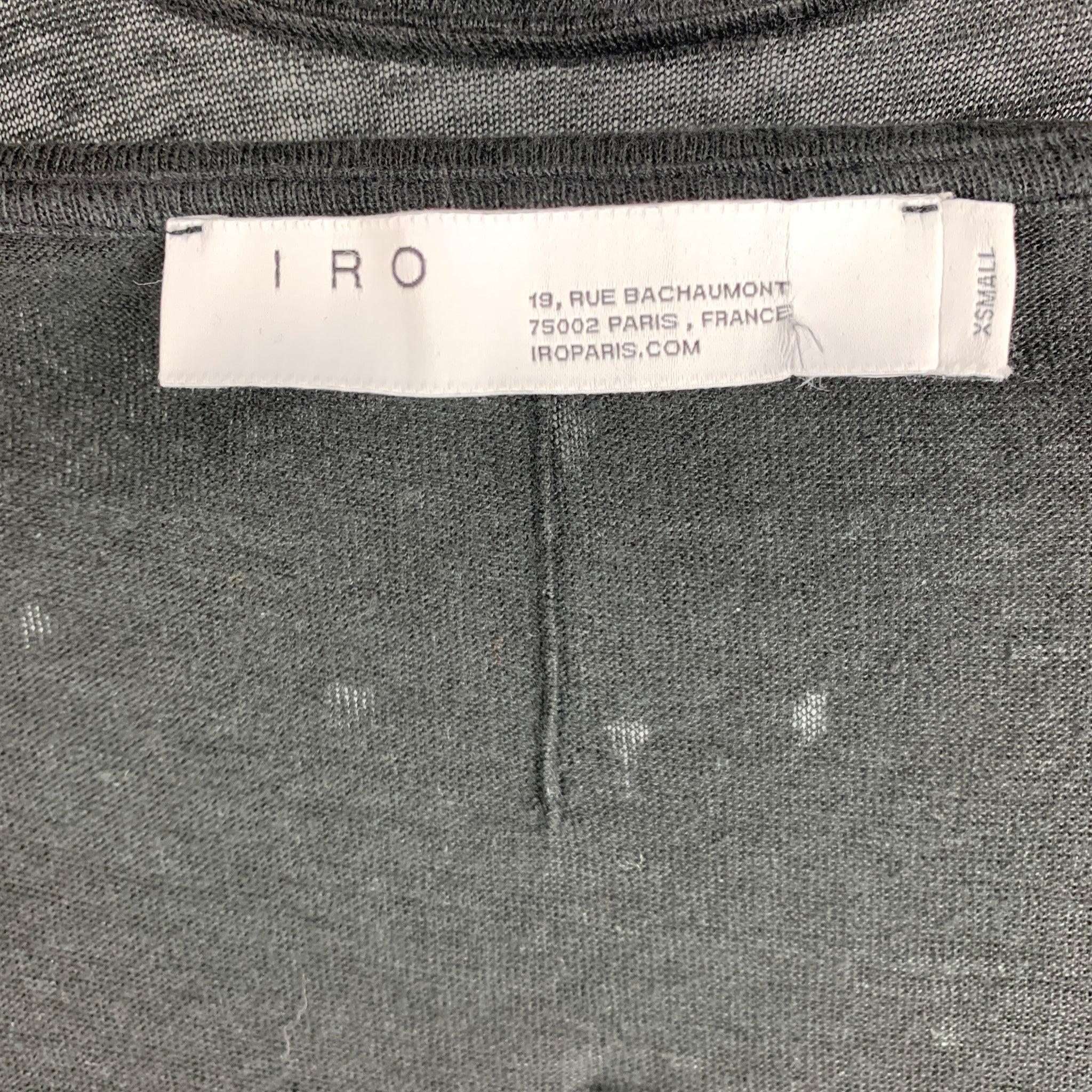 Men's IRO Size XS Black Linen Distressed Crew-Neck T-shirt For Sale