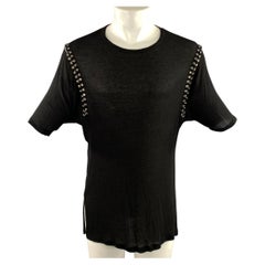 Camiseta IRO talla XS, negra con detalles plateados, de lyocel y poliuretano, transparente