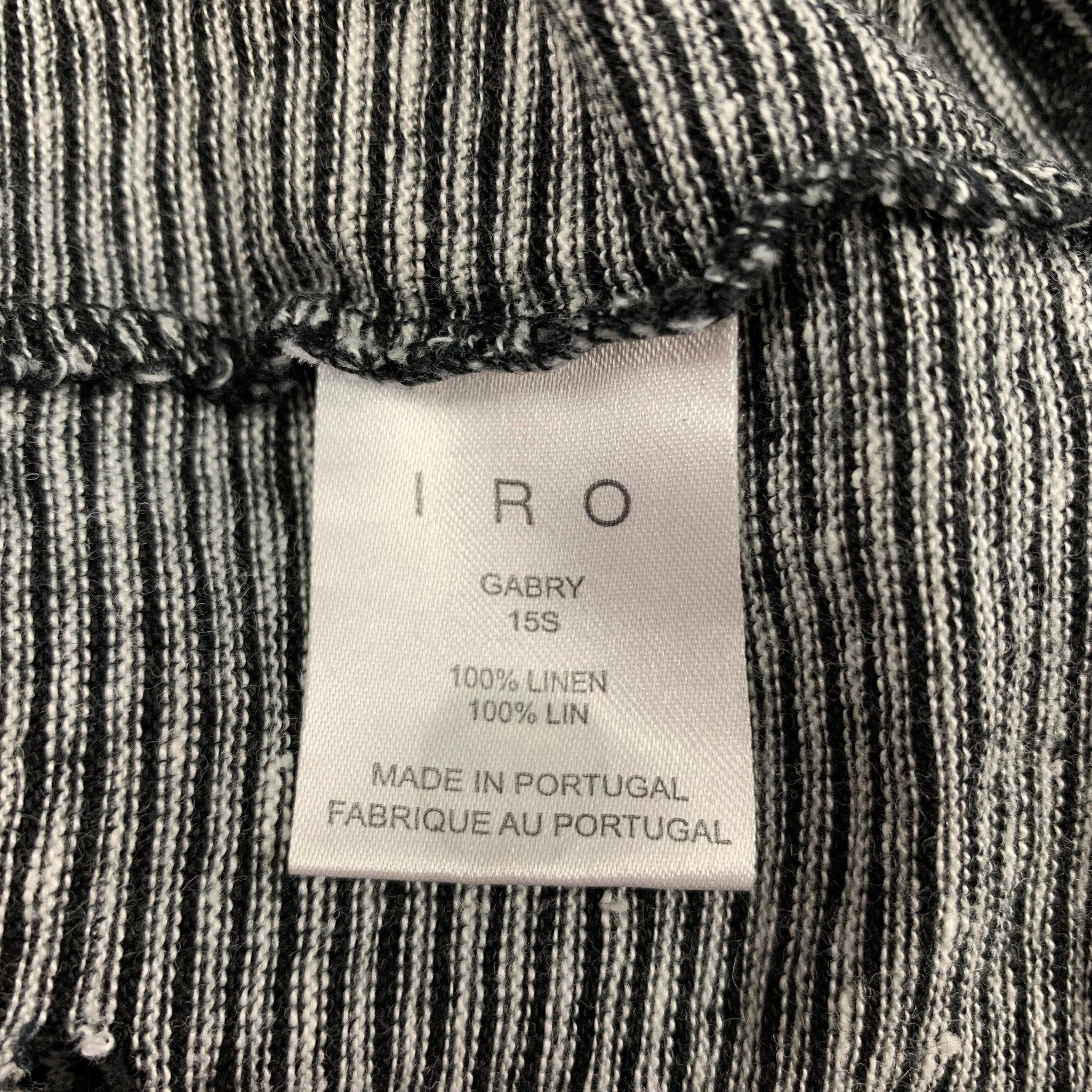 Men's IRO Size XS Black White Stripe Linen Gabry T-shirt For Sale