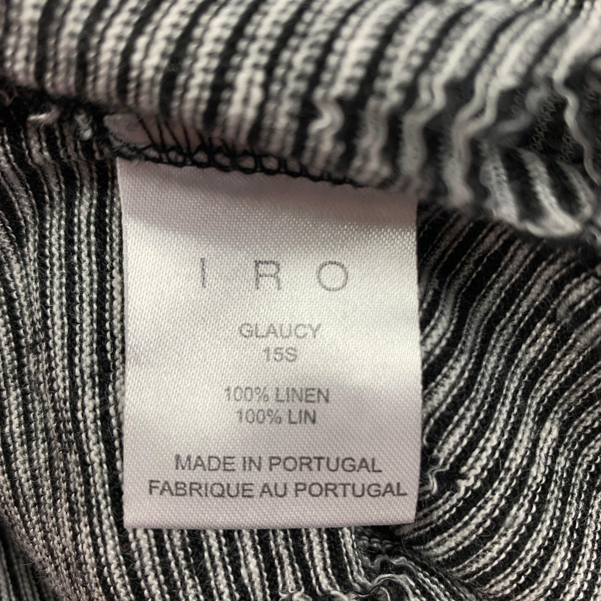 Men's IRO Size XS Black White Stripe Linen Glaucy Long Sleeve T-shirt For Sale