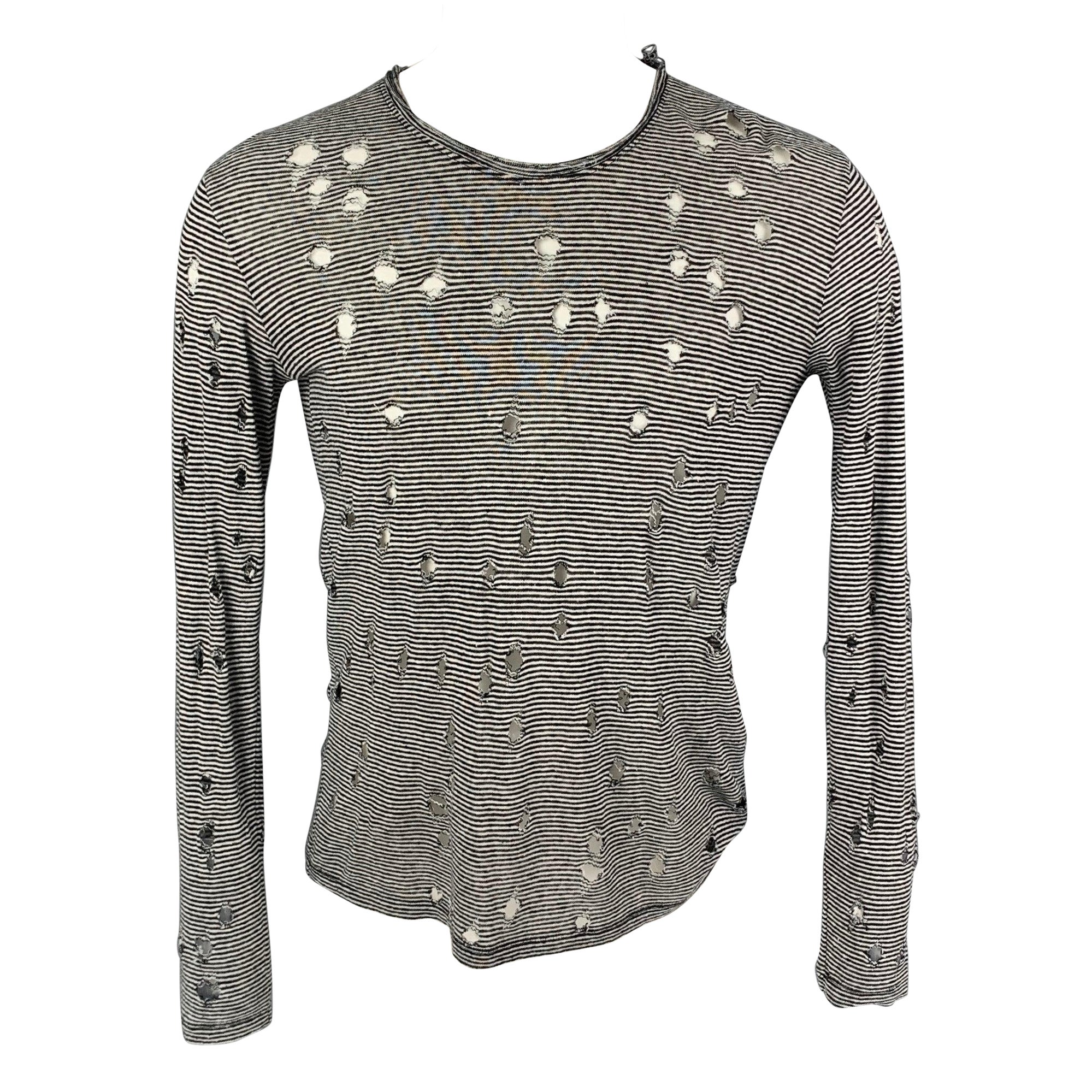 IRO Talla XS Negro Blanco Rayas Lino Glaucy Camiseta Manga Larga