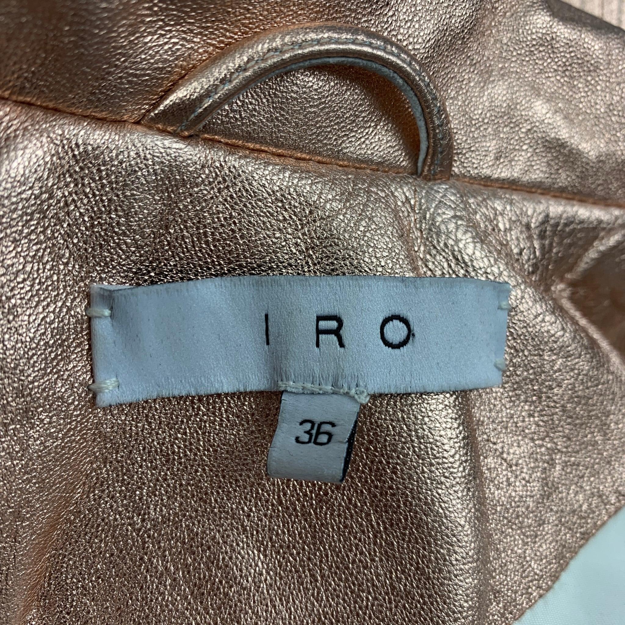 IRO Size XS Gold Leather Metallic Biker Jacket For Sale 2