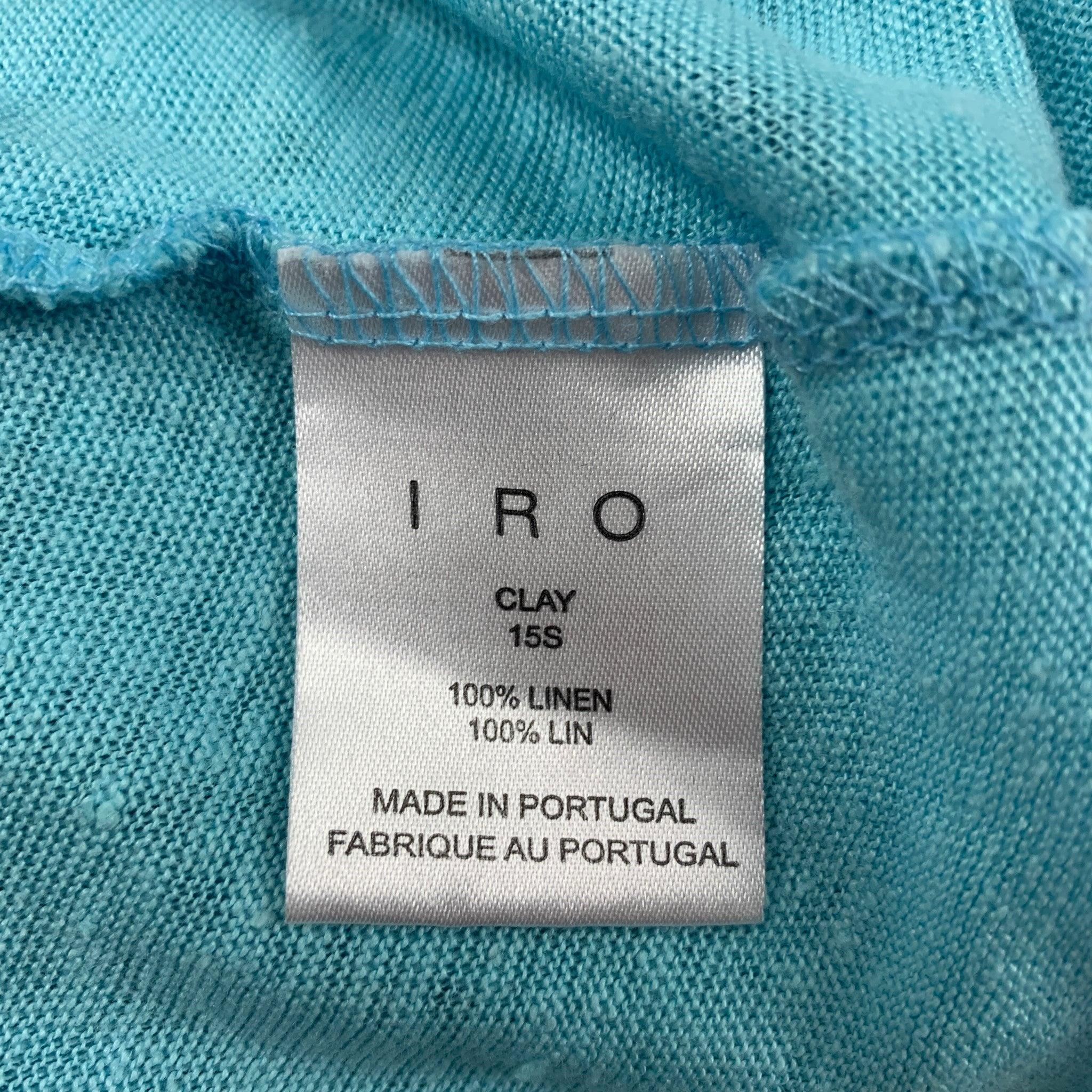Men's IRO Size XS Light Blue Distressed Linen Crew-Neck Clay T-shirt For Sale