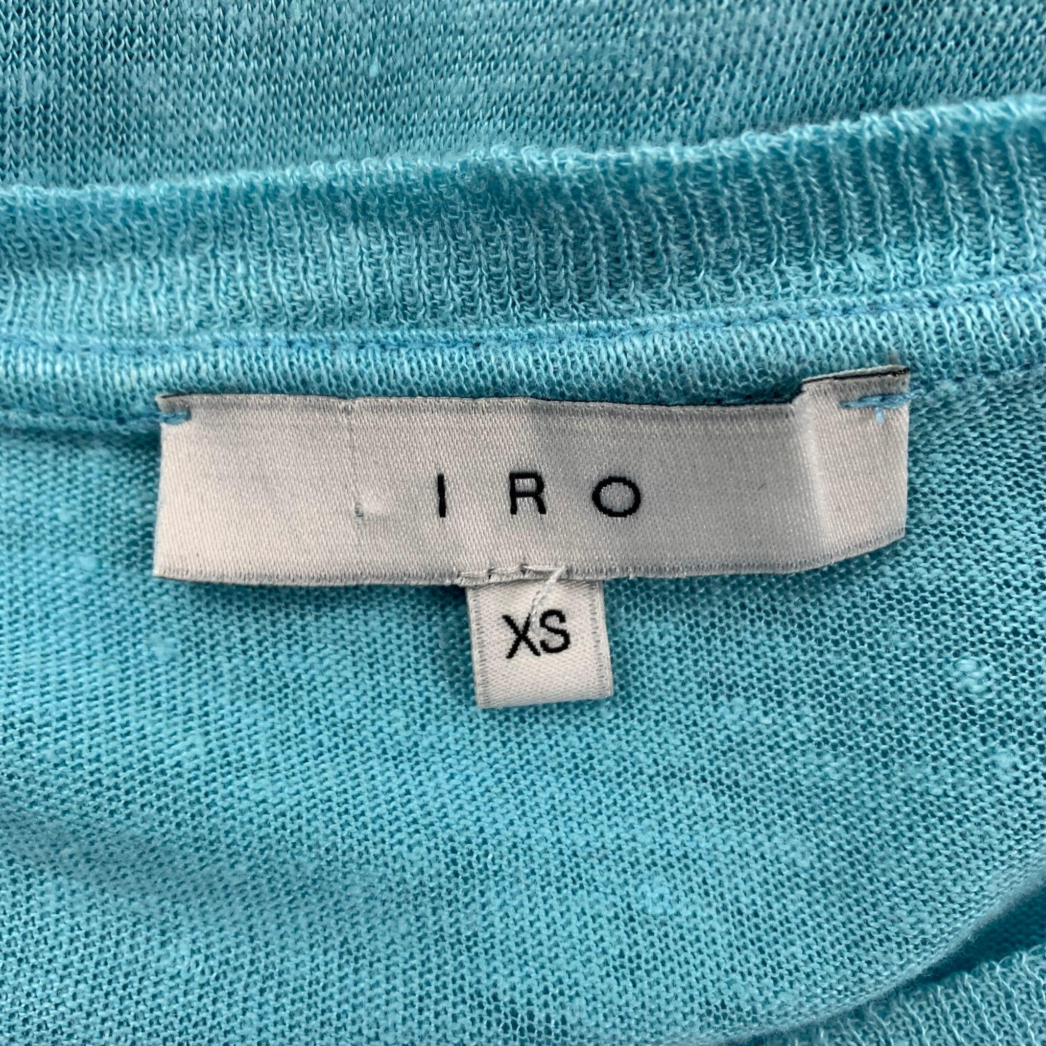 IRO Size XS Light Blue Distressed Linen Crew-Neck Clay T-shirt For Sale 1