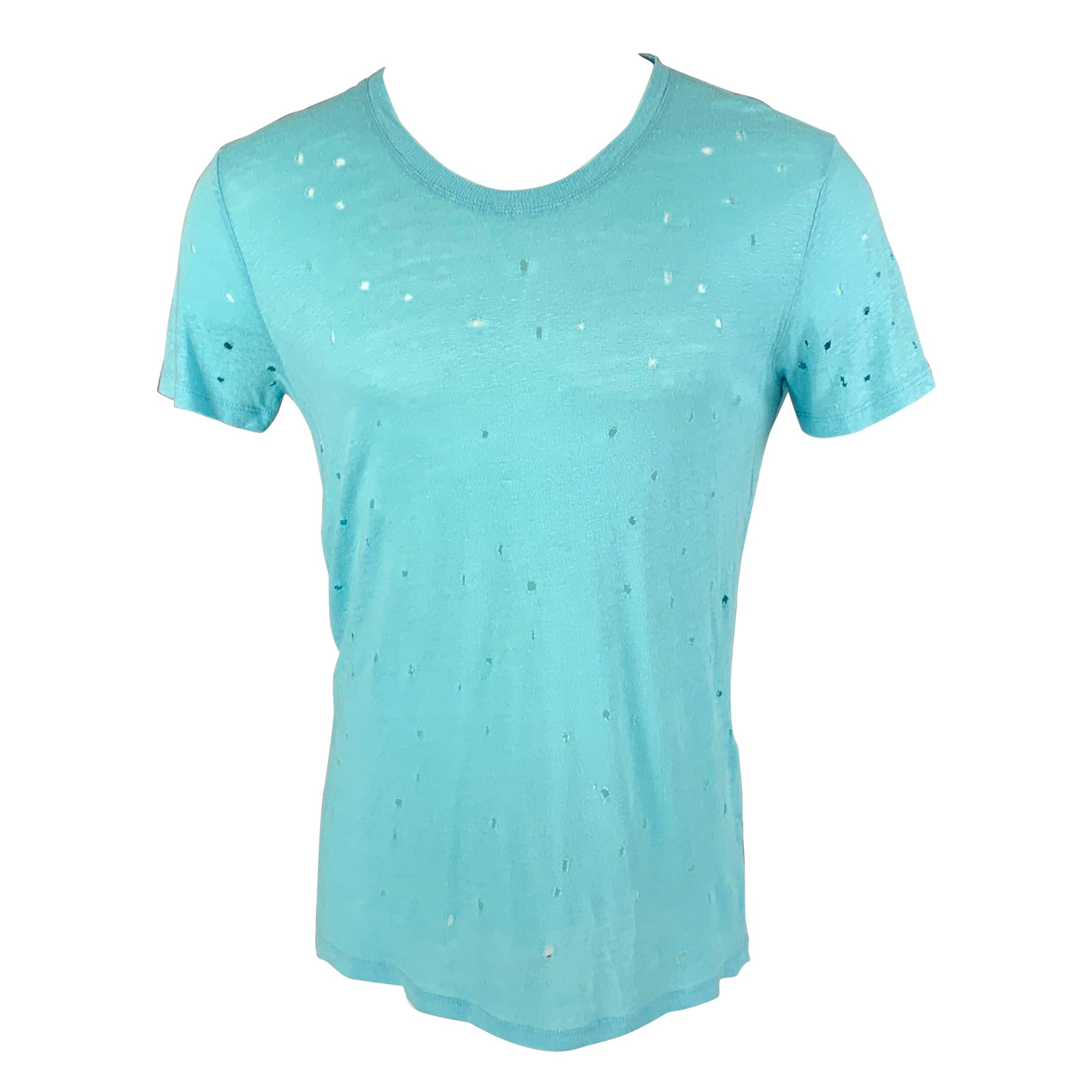 Camiseta IRO Talla XS Azul Claro Lino Envejecido Cuello Redondo Arcilla
