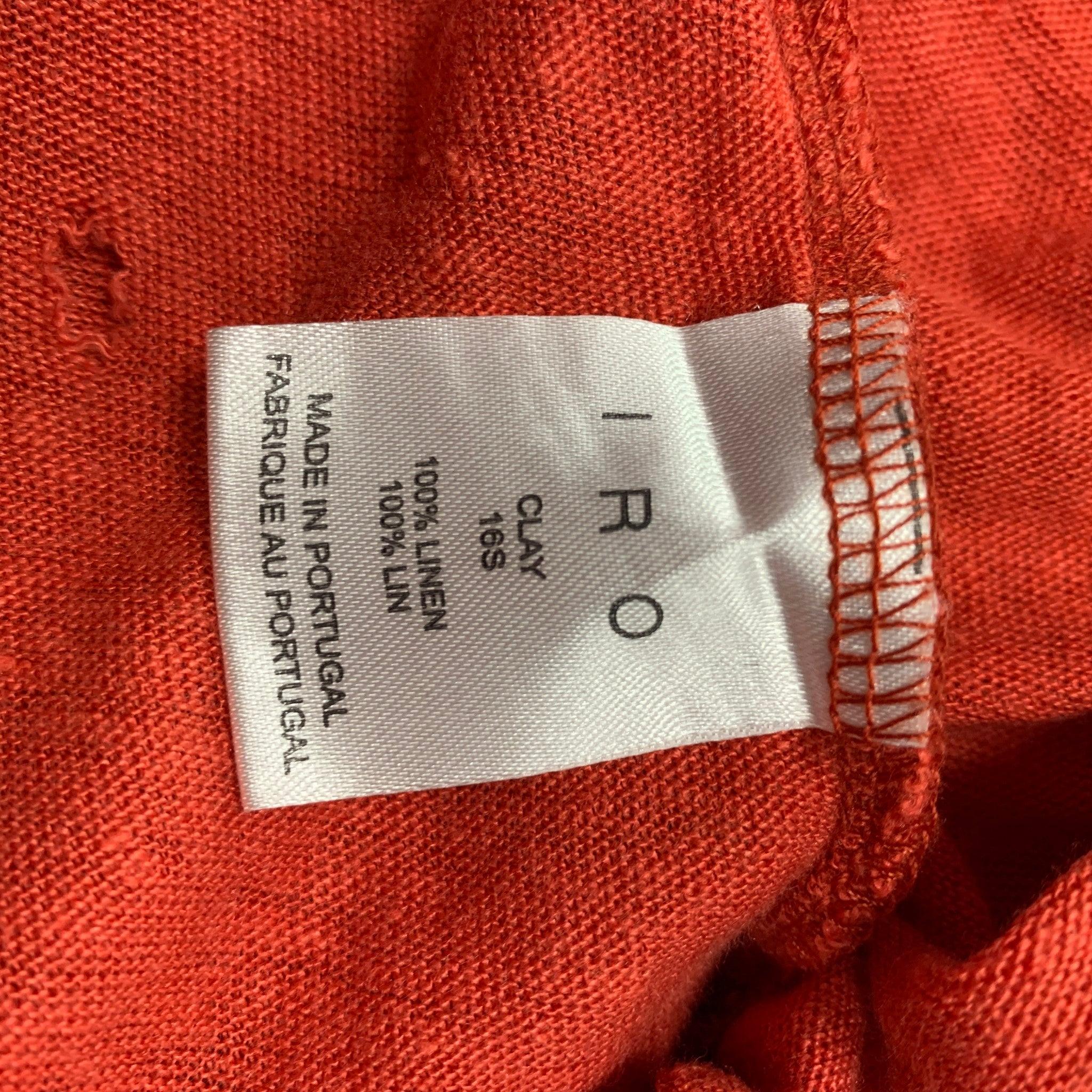 IRO Größe XS Rotes Distressed Leinen T-Shirt mit Rundhalsausschnitt im Angebot 1