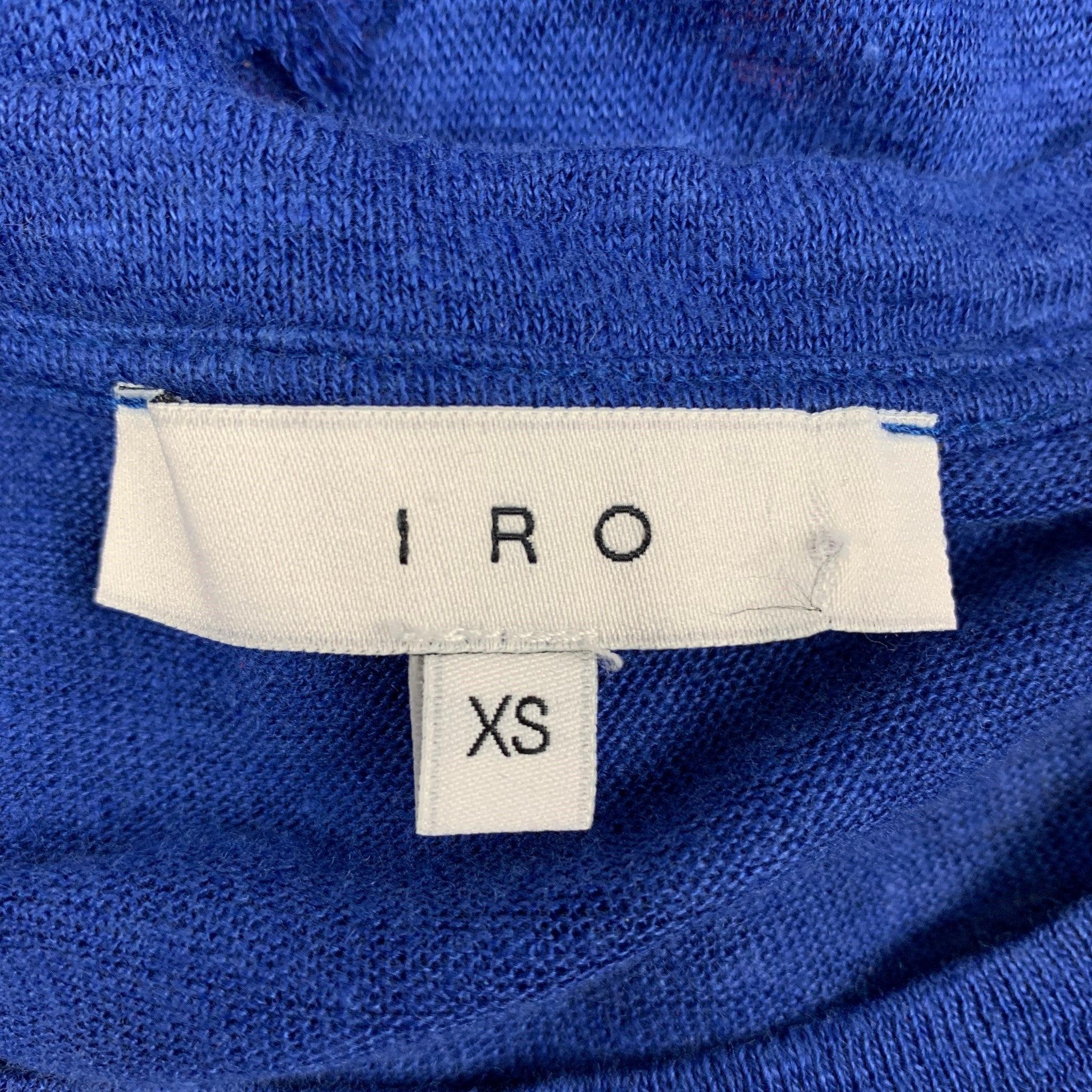 IRO T-shirt à col ras du cou en lin vieilli bleu royal taille XS en vente 1