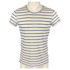 IRO Size XS White Blue Stripe Linen Mina T-shirt