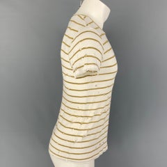 IRO Size XS White Olive Stripe Linen Crew-Neck Mina T-shirt