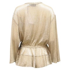 Iro Spacious Tie-Front Metallic Long-Sleeve Top in Gold Polyester