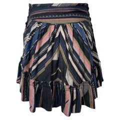 Iro Striped Patterned Mini Skirt in Multicolor Cotton