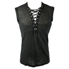 IRO Tissa  Size XS Black Solid Linen Sleeveless Tank Top