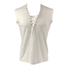 IRO Tissa Size XS White Solid Linen Crew-Neck Tank Top
