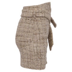 Iro Tomia Belted Tweed Mini Skirt in Beige Acrylic
