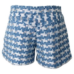 IRO Tyana Blue & Silver Metallic Houndstooth Tweed Shorts