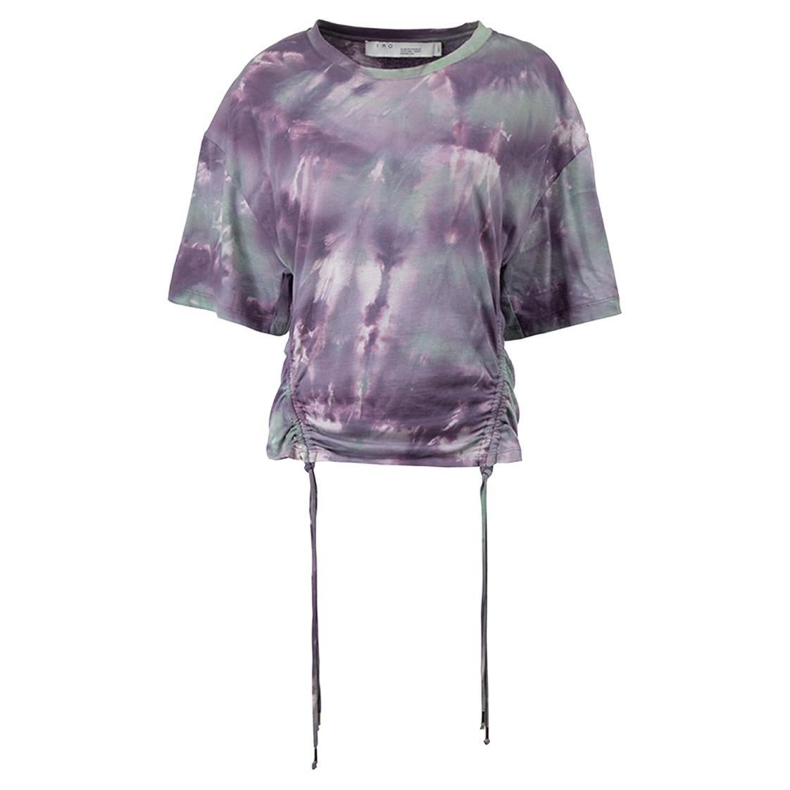 Iro Women's Purple Tie Dye Ruched Drawstring T-shirt