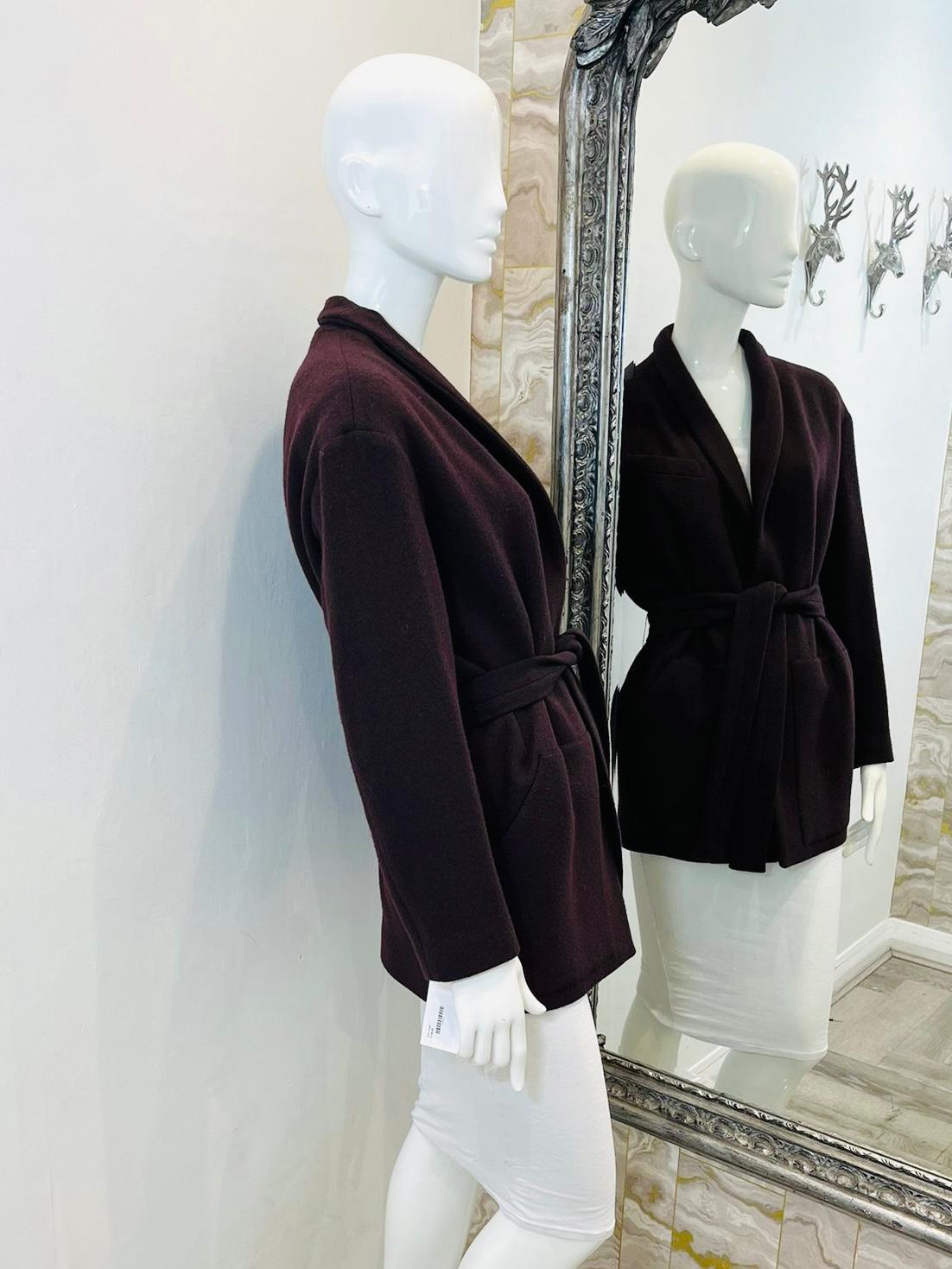 Black Iro Wool & Silk Belted Coat For Sale