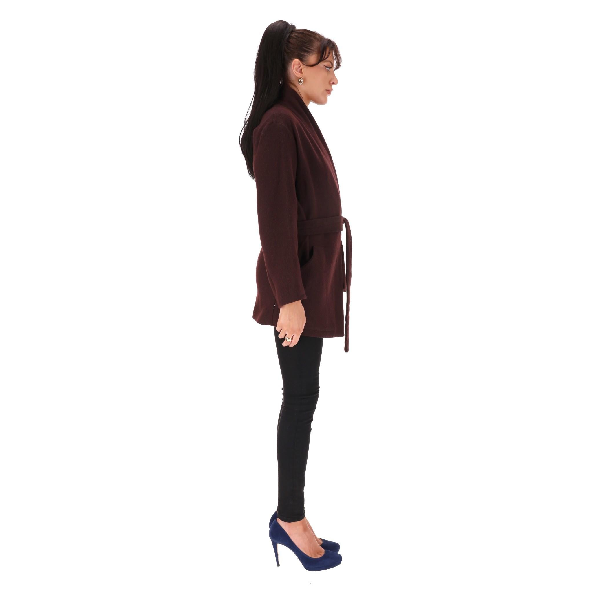 Black Iro Wool & Silk Belted Coat For Sale