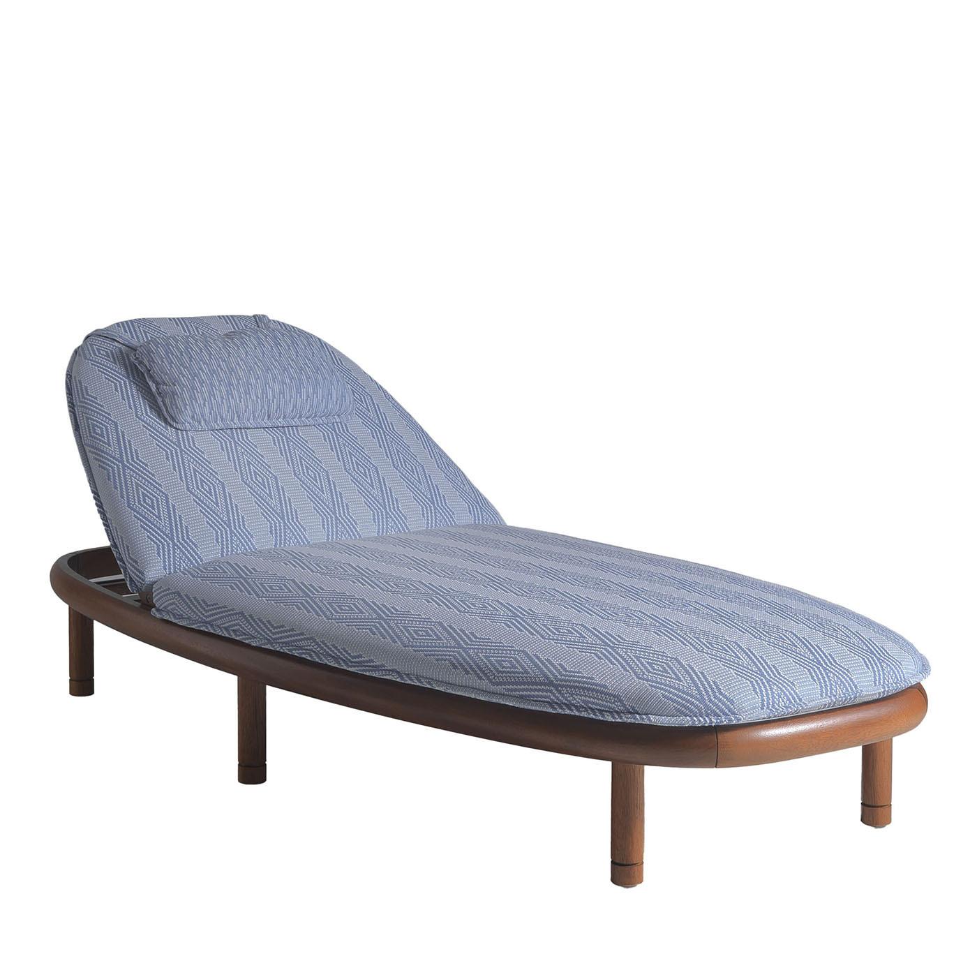 Bois Iroko Light Blue Outdoor Sun Lounger by Annibale Colombo en vente