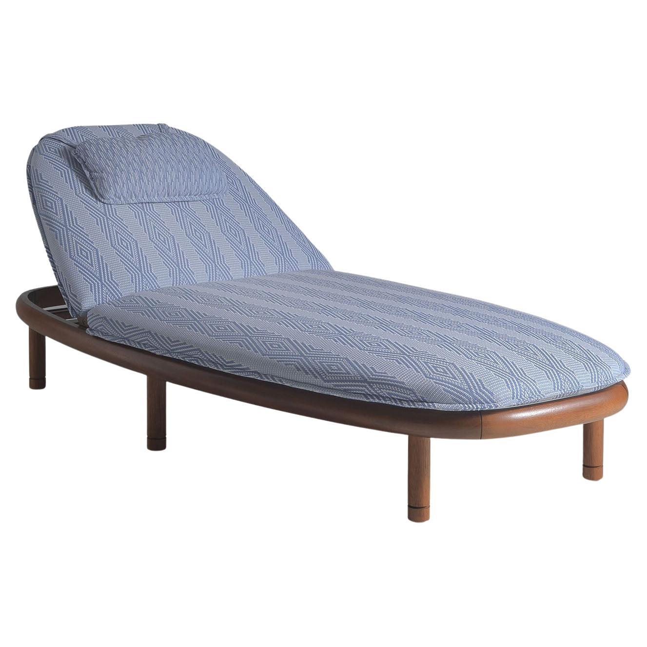 Iroko Light Blue Outdoor Sun Lounger by Annibale Colombo