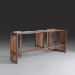 Iroko Sideboard With Crystal Shelves by Annibale Colombo