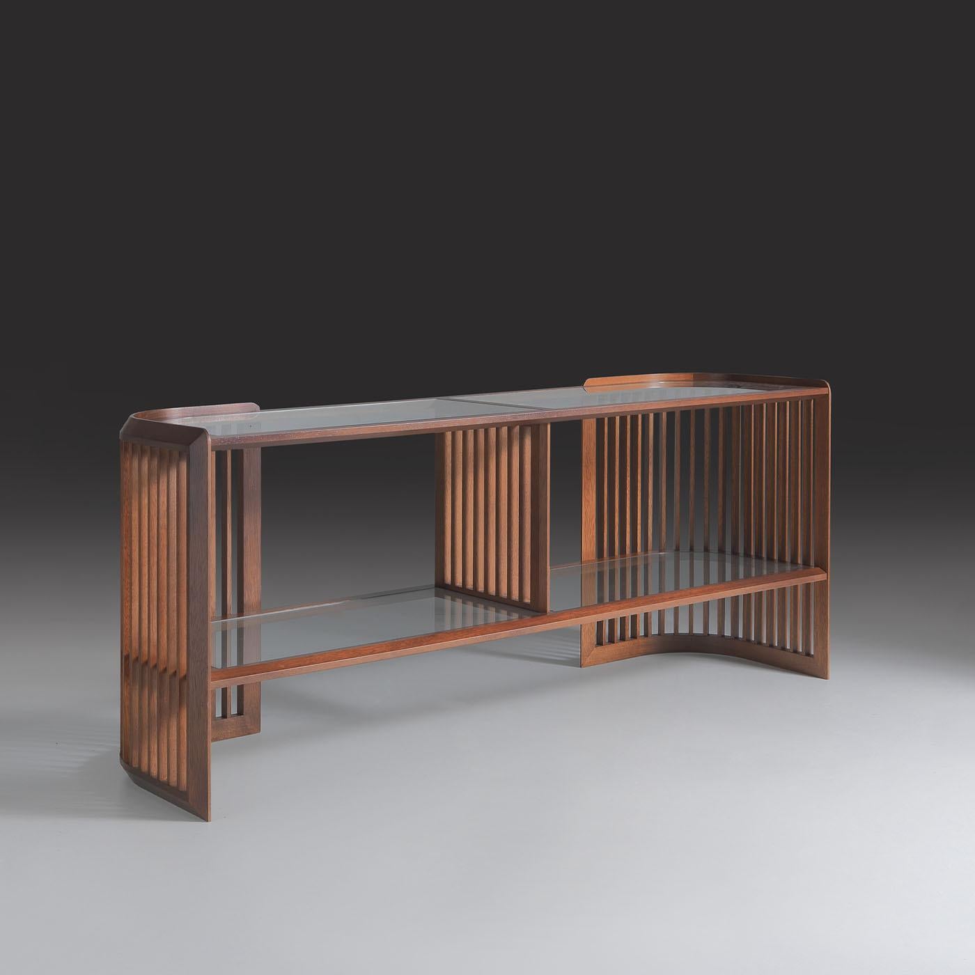 Iroko Sideboard With Crystal Shelves by Annibale Colombo Neuf - En vente à Milan, IT
