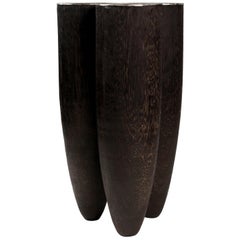 Iroko Wood Burned Steel, Unique Signed Side Table, Arno Declercq