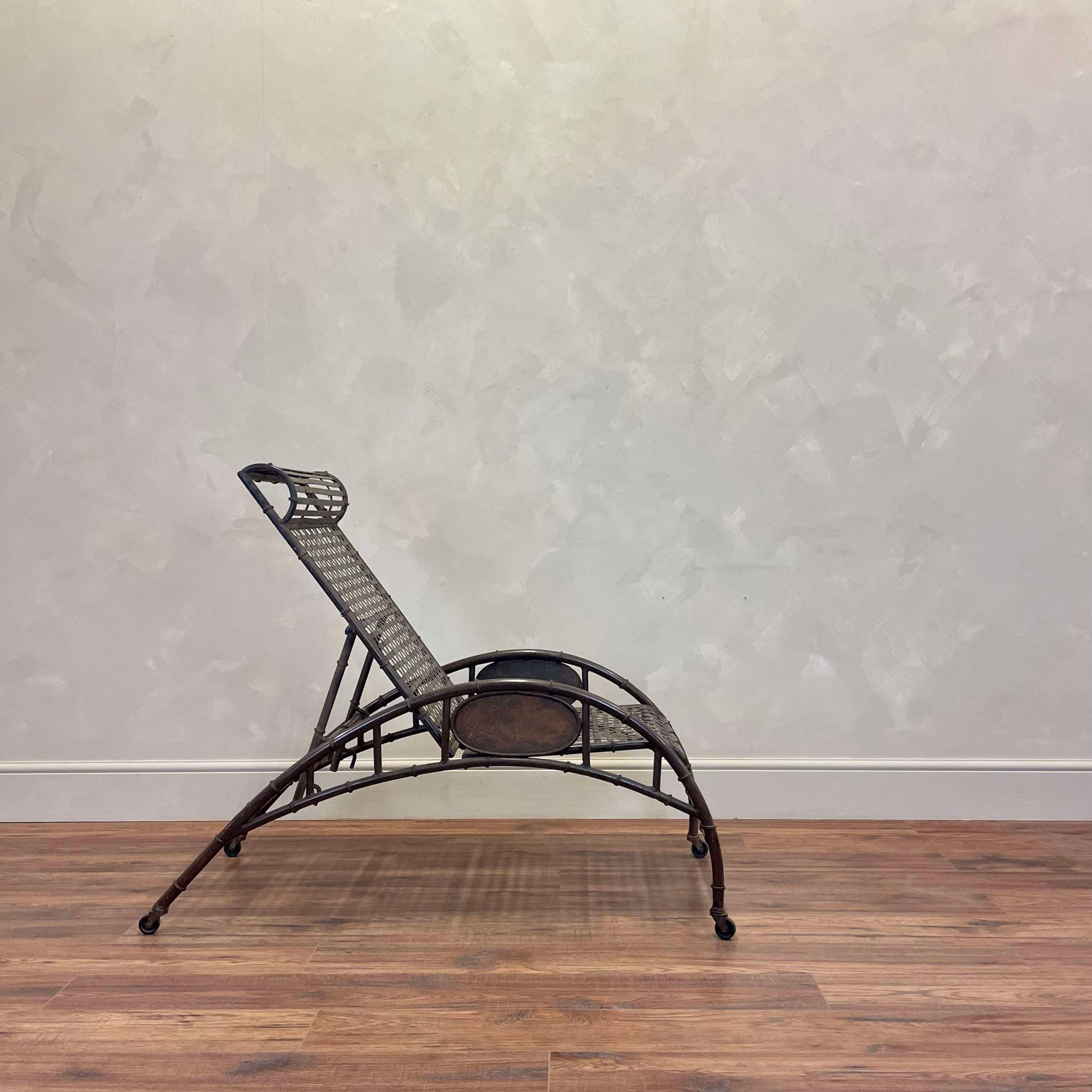 Iron 1930s French Reclining Lounger Handmade In Good Condition In Southampton, GB