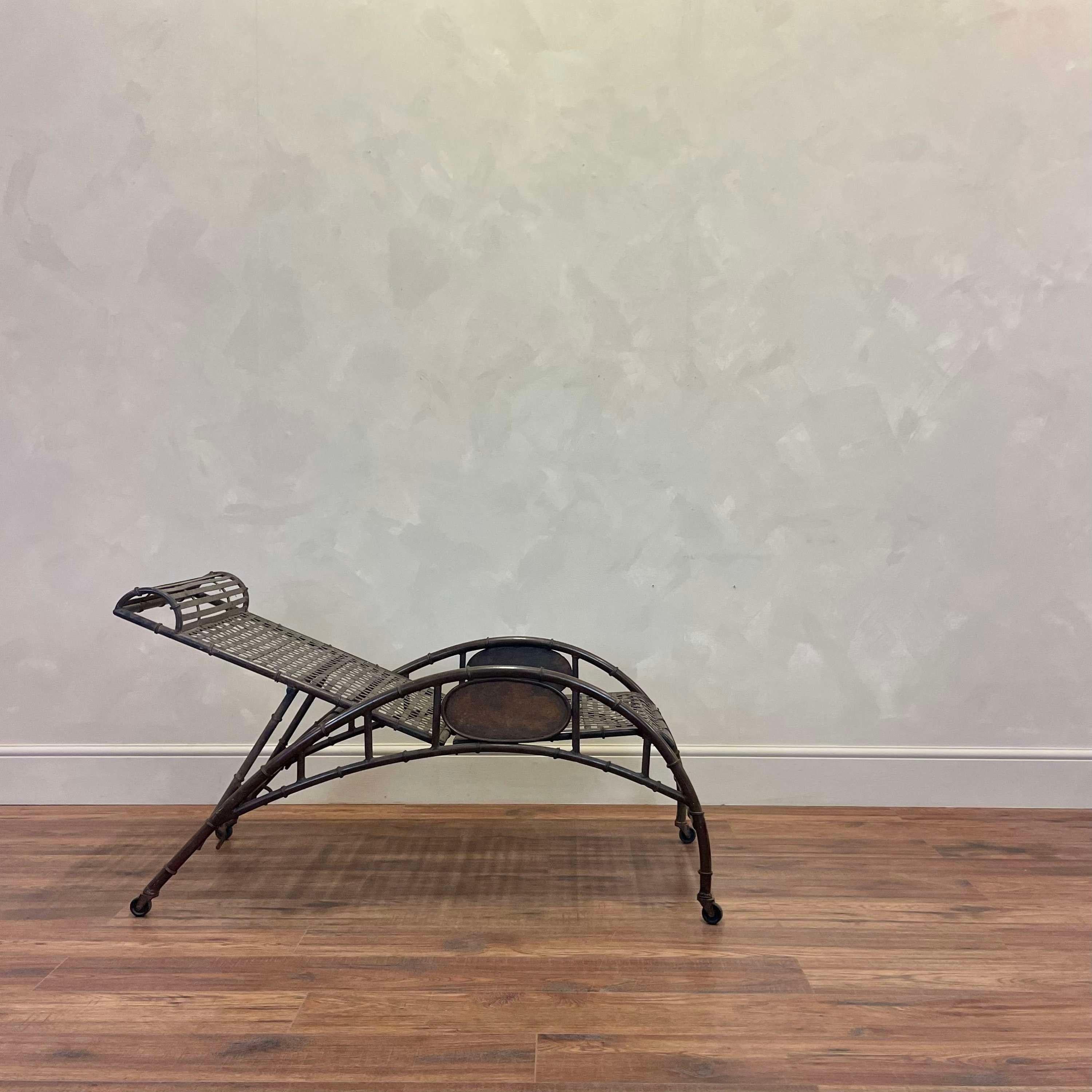 Iron 1930s French Reclining Lounger Handmade 1