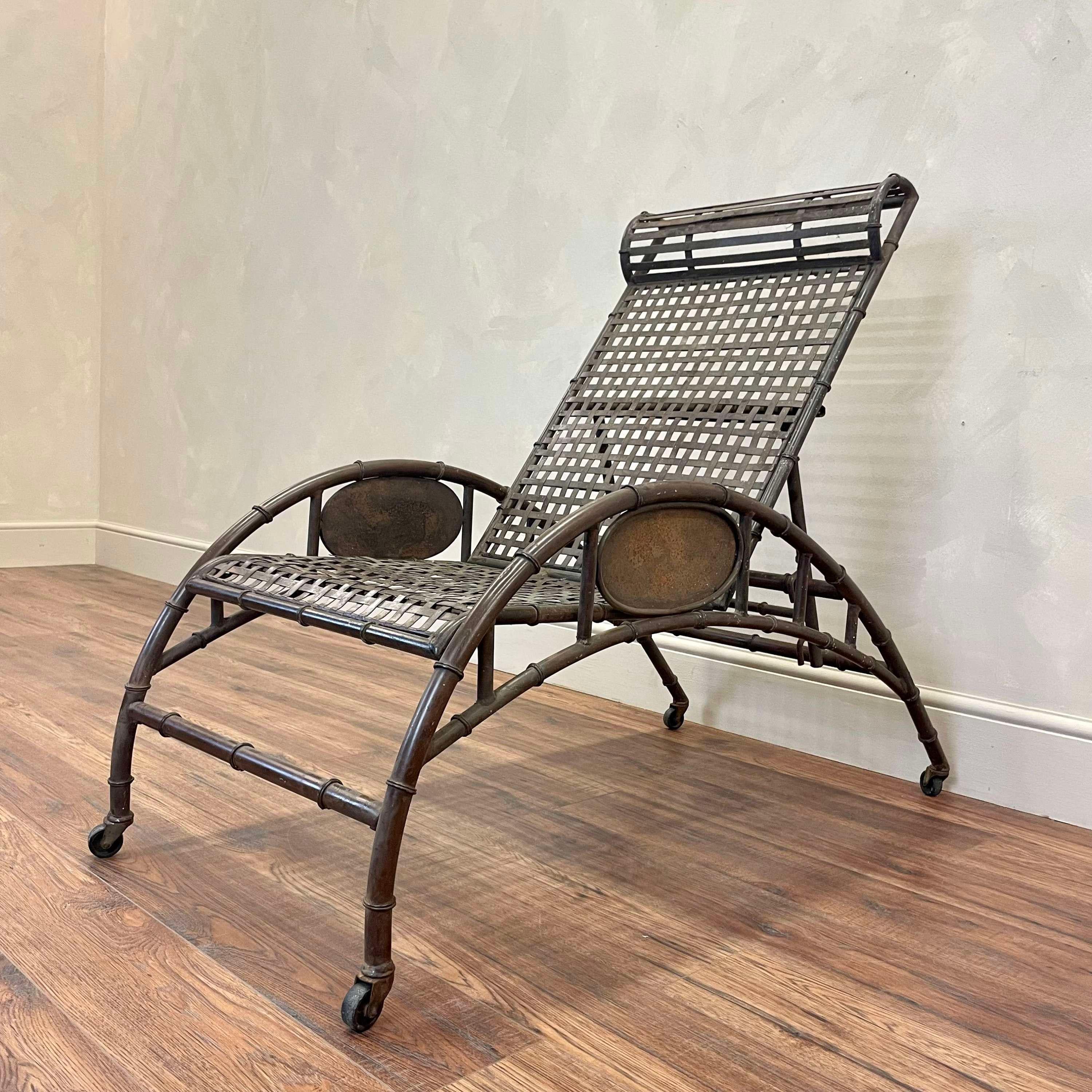 Iron 1930s French Reclining Lounger Handmade 4