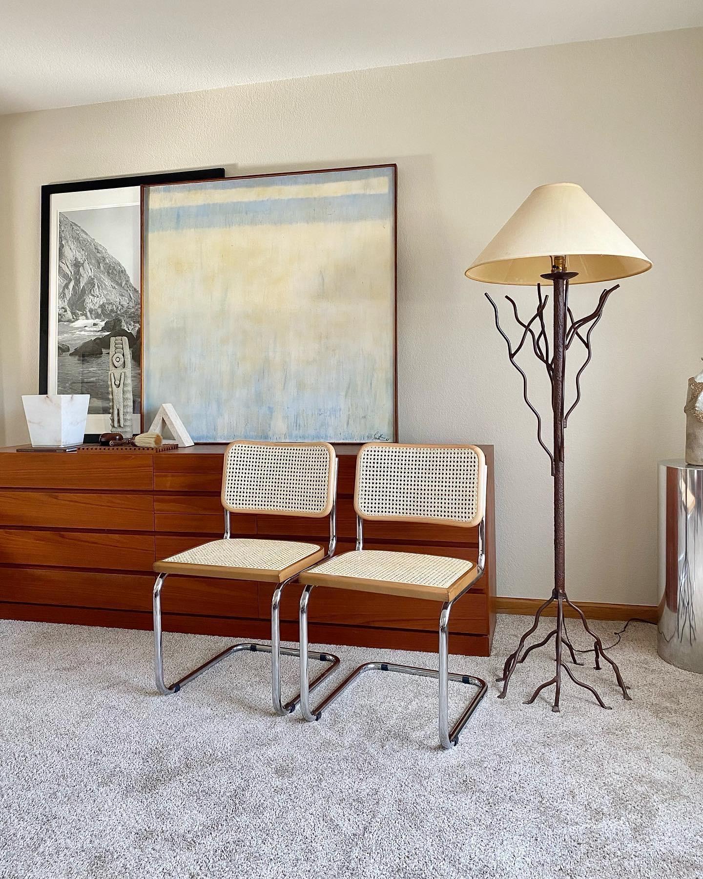 Bohemian Welded Iron Industrial Artist-made Floor Lamp For Sale