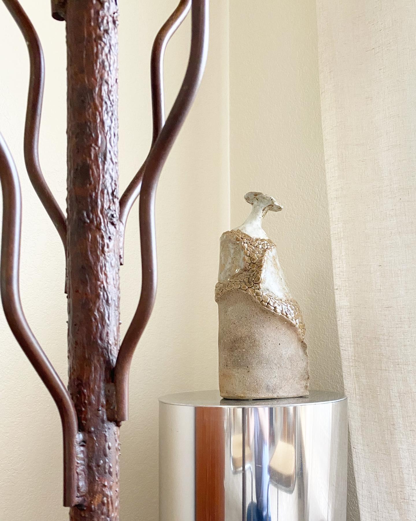 Hand-Crafted Welded Iron Industrial Artist-made Floor Lamp For Sale