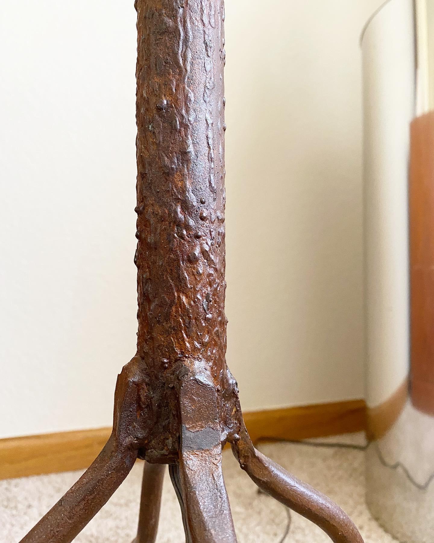 Welded Iron Industrial Artist-made Floor Lamp In Good Condition For Sale In Round Top, TX