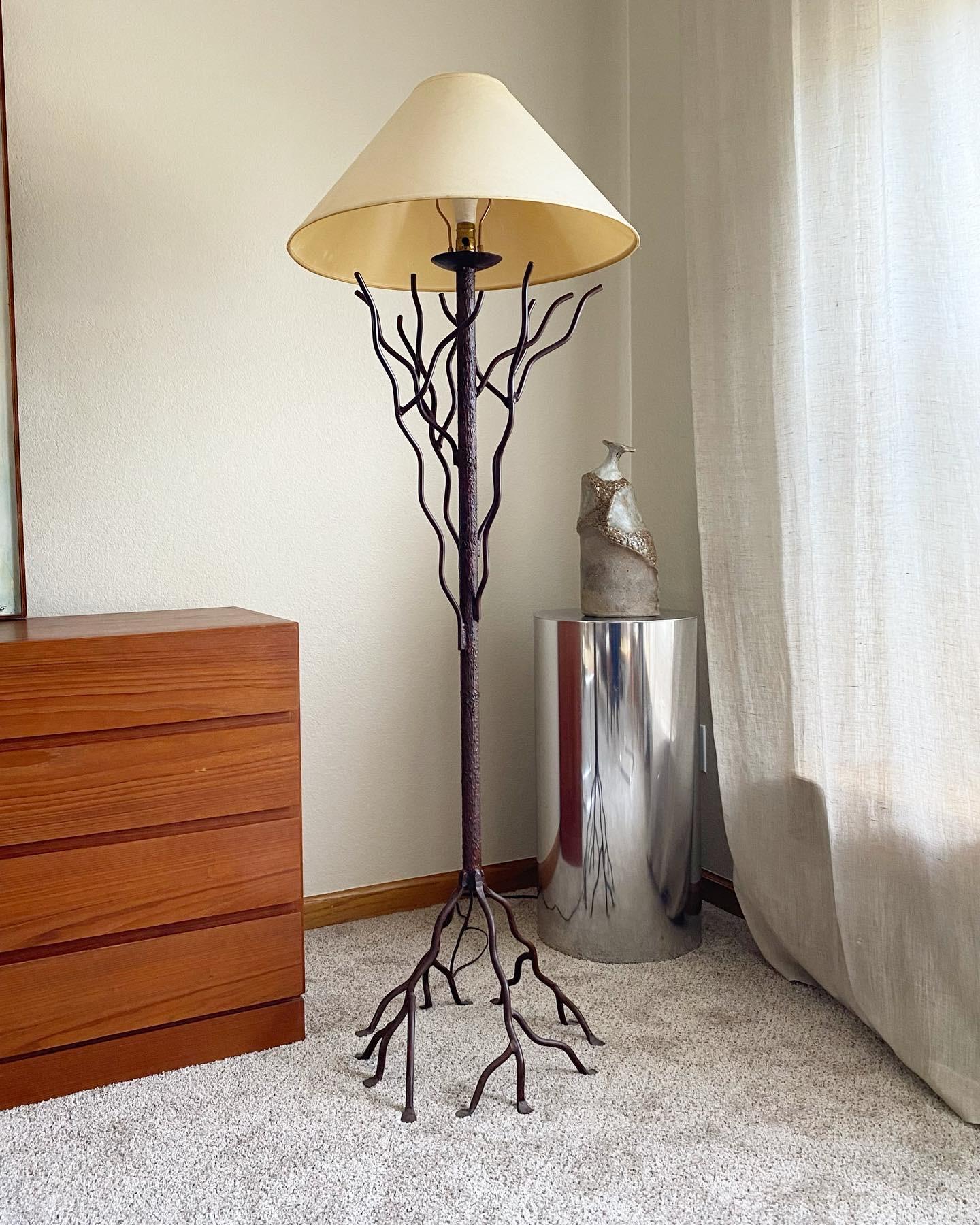 20th Century Welded Iron Industrial Artist-made Floor Lamp For Sale