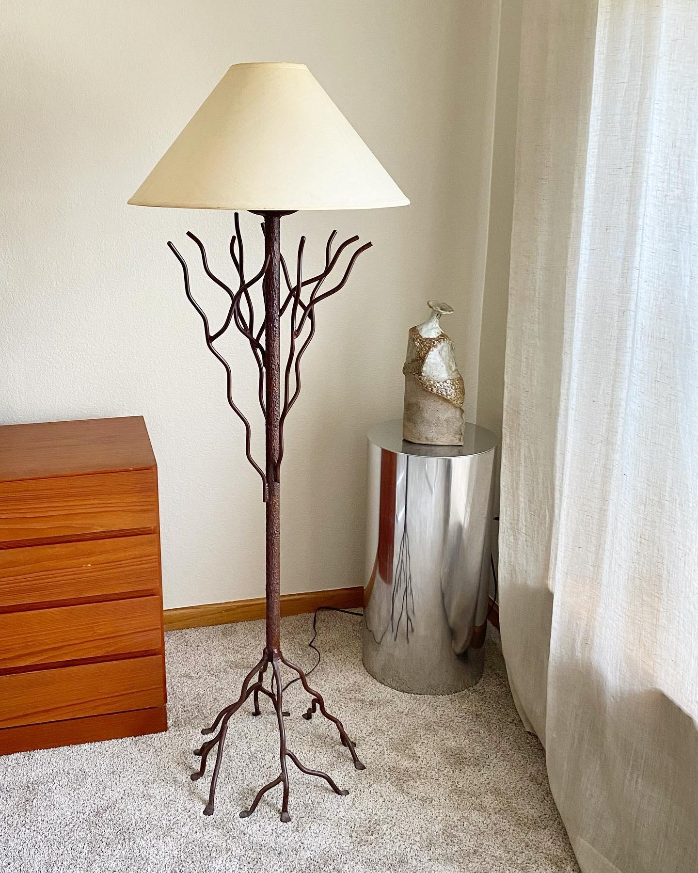Textile Welded Iron Industrial Artist-made Floor Lamp For Sale