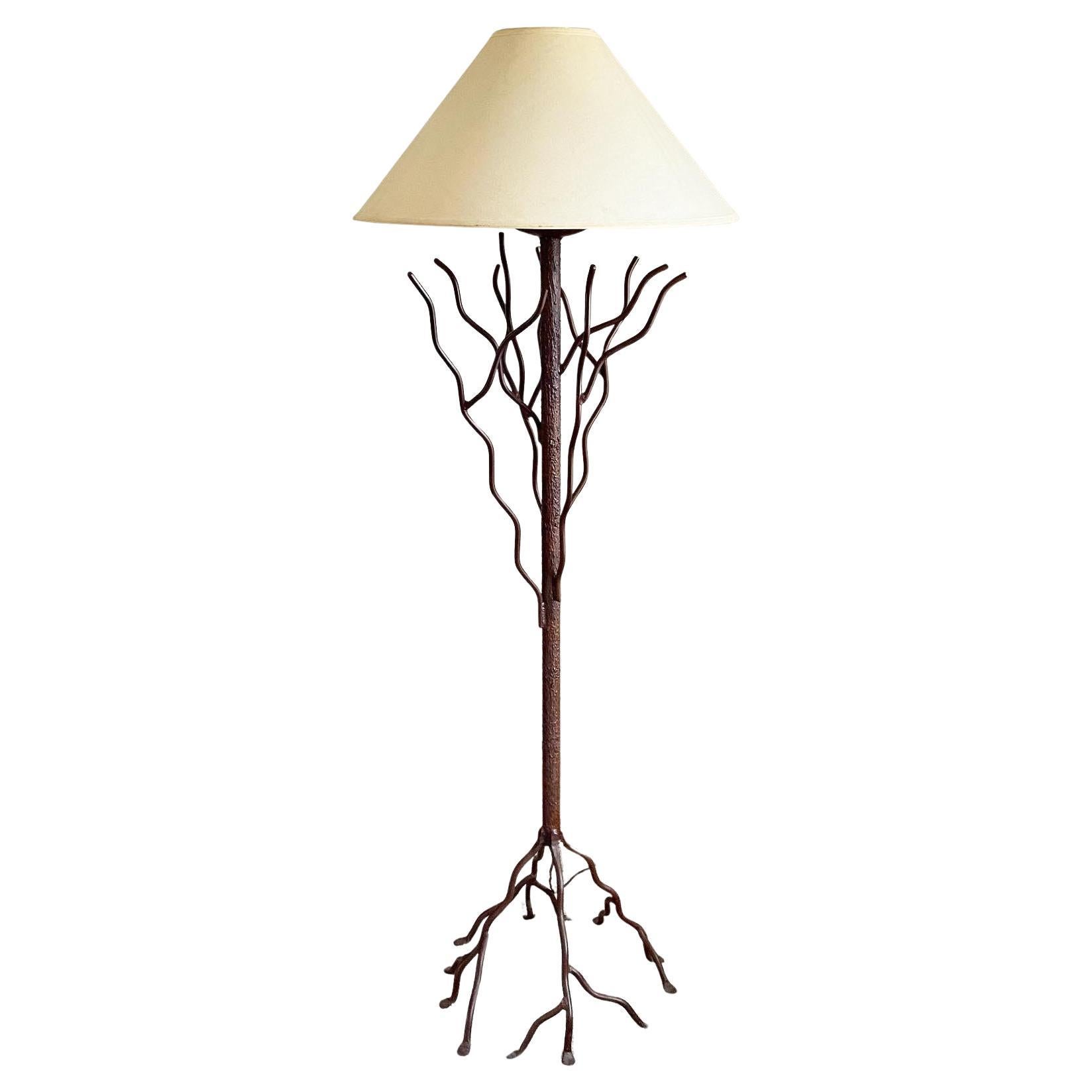 Welded Iron Industrial Artist-made Floor Lamp For Sale