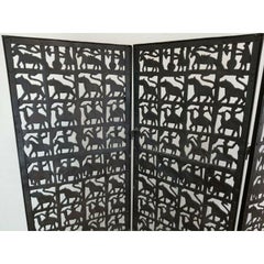 Iron African Animals Horses Safari Room Divider Screen