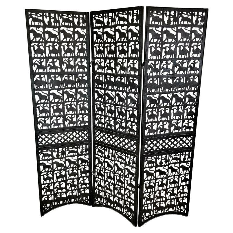 Iron African Animals Horses Safari Room Divider Screen at 1stDibs