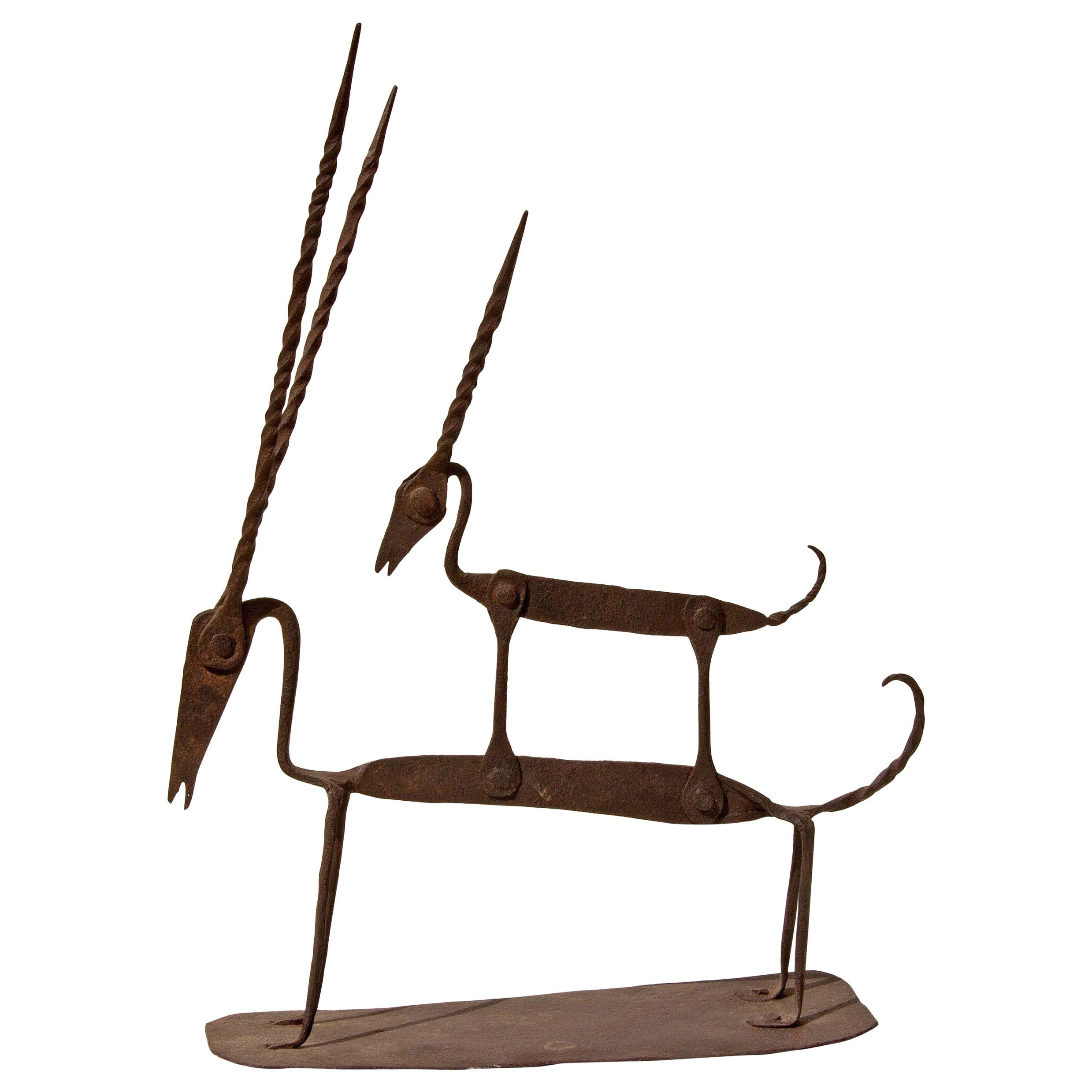 Iron African Style Gazelle Sculpture