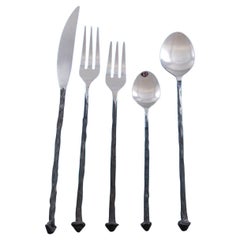 Used Iron Age by Michael Aram Black Oxidized Stainless Steel Flatware Set 31 Pcs